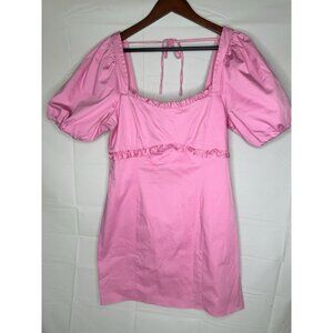Topshop Women's Puff Sleeve Pink Mini Dress Size 10 Read